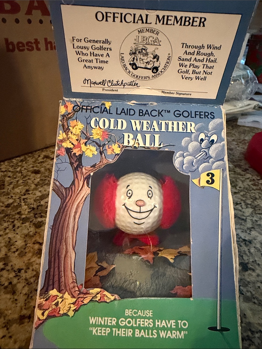 VTG Official Laid Back Golfers Cold Weather Ball with Red Ear Muffs